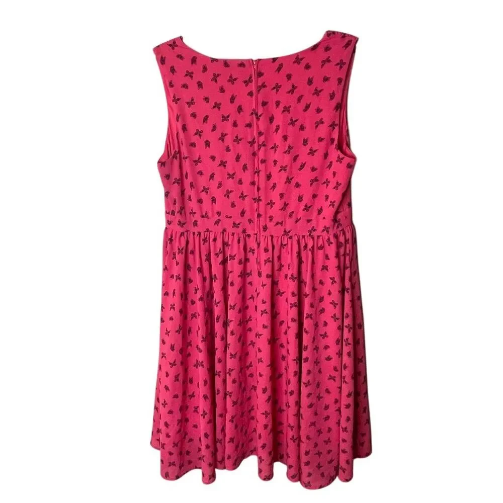 Torrid Women's Plus Size 14 Pink Butterfly V-Neck Fit & Flare Dress - Picture 2 of 6